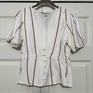 O’Neill Wes Stripe Short Sleeve Woven Top in Size Small EUC